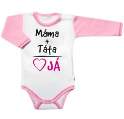 Body dlouhý rukáv s vtipným textem, Máma+Táta, holka