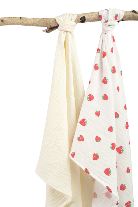 Mušelínové pleny krešované 60×75 cm Strawberry Cream – sada 2 ks