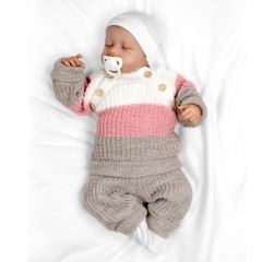 Rostoucí pletený svetřík a kalhoty s knoflíčky Girl, 2D - proužky (2) Rostoucí pletený svetřík a kalhoty s knoflíčky Girl, 2D - proužky (2)