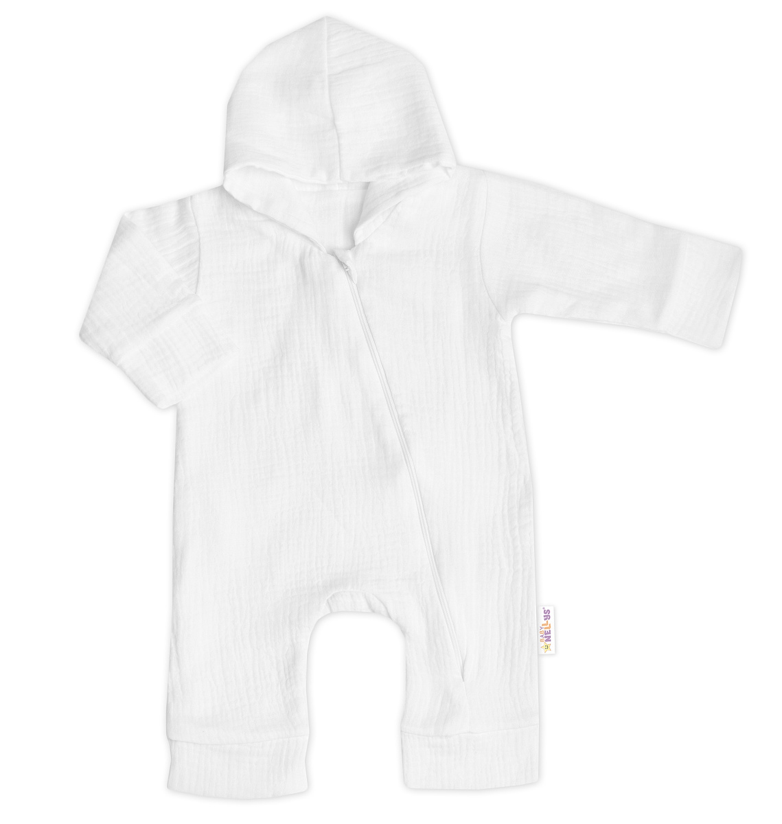 Mušelinový overálek s kapucí, dvouvrstvý, Hand Made, bílý, vel. 62