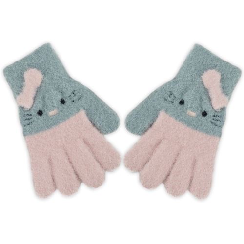 Dětské zimní prstové rukavičky Kitty, 12cm, šedá, růžová