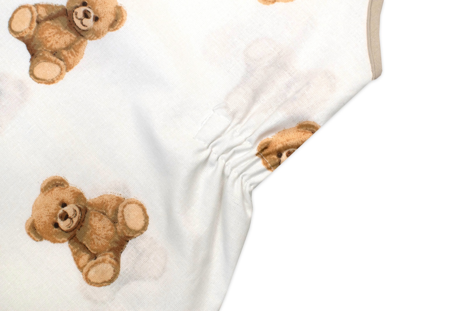 Letní spací vak se zahrnovacími nohavičkami, bavlna, Míša - bílý s potiskem, M