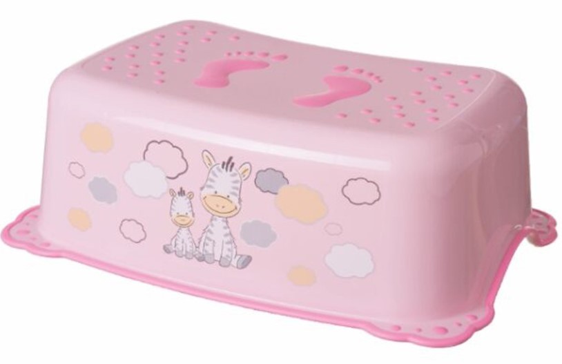 Stolička, schůdek s protiskluzovou funkcí Maltex, Zebra, růžová