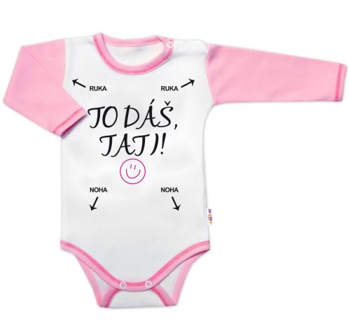 Body dlouhý rukáv s vtipným textem Baby Nellys, To dáš Tati!, holka