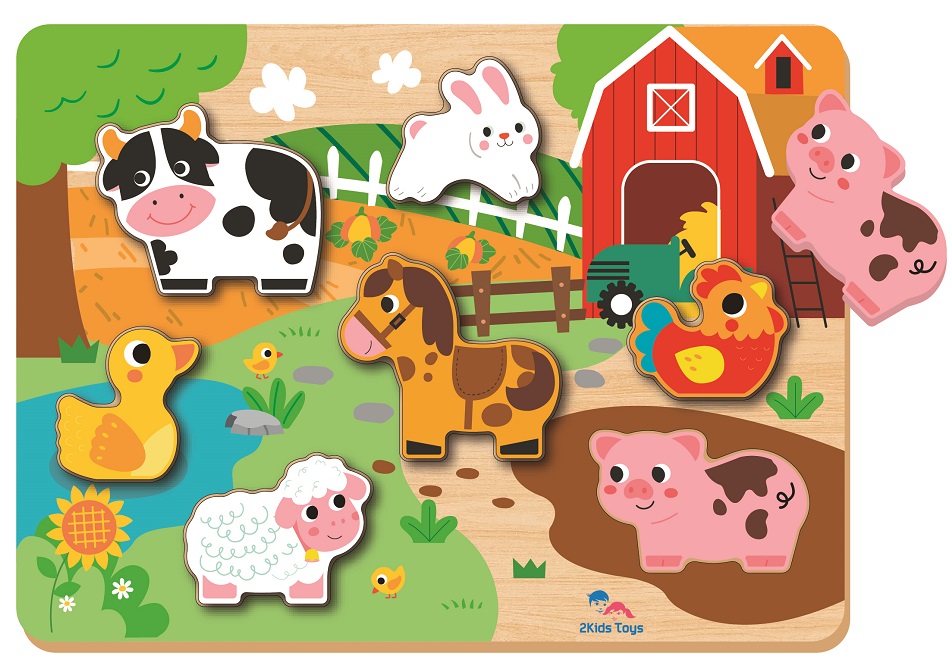 Vkládací puzzle Farma, 8 dílků