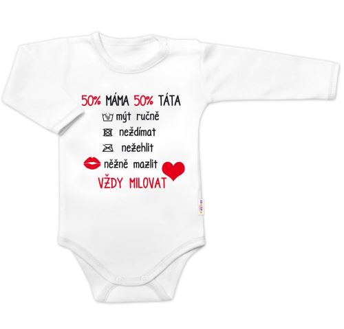Body dlouhý rukáv Vždy milovat, Baby Nellys, bílé