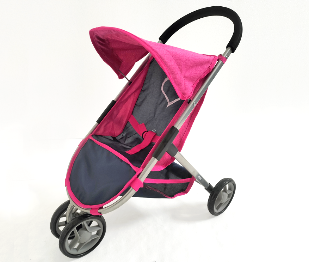 Sportovní kočárek pro panenky Susie – řůžový, tm. šedý