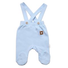 Bavlněná souprava Gentleman 3D, body, polodupačky s láclem + čepička, modrá/bílá (5)