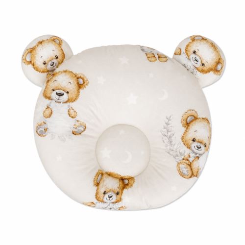 Bavlněný tvarovaný polštářek Sleepy Teddy, béžový (694401)