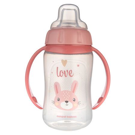 Tréninkový hrnek s měkkým silikonovým pítkem 320 ml, netekoucí, růžový