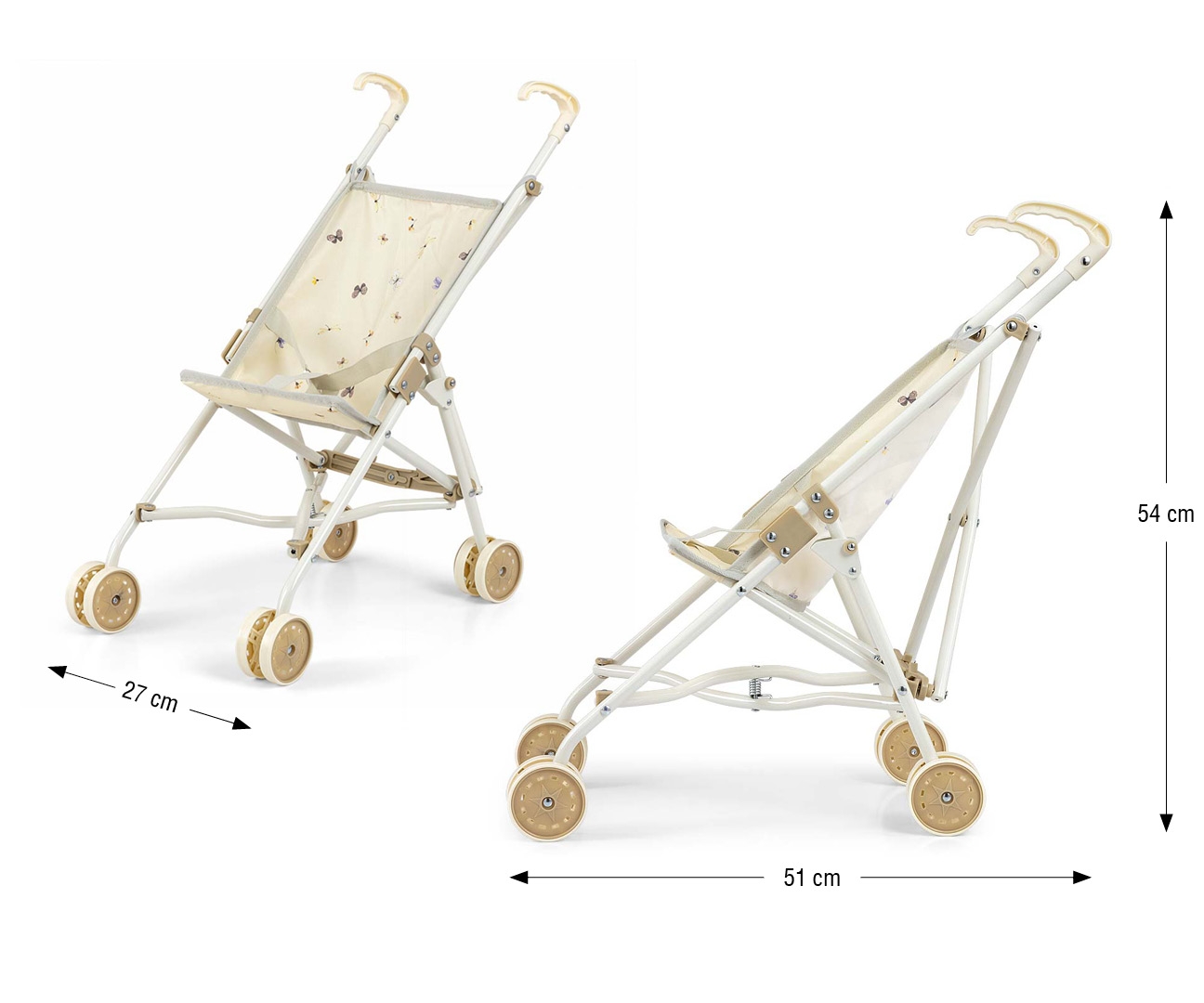 Kočárek pro panenky Milly Mally Julia – skládací golfky, lehký, pro panenky do 50 cm