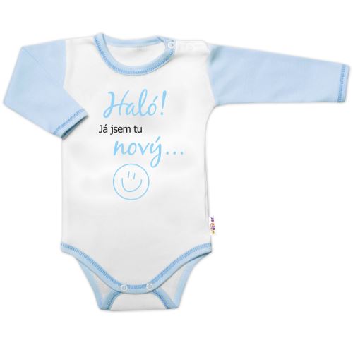 Body dlouhý rukáv s vtipným textem Baby Nellys, Haló! Já jsem tu nový, kluk