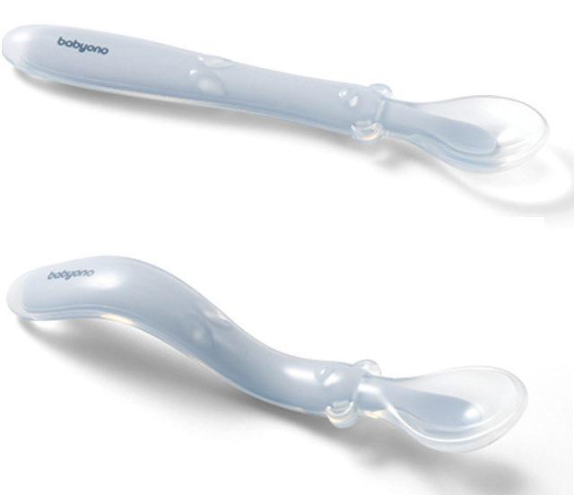 Silikonová lžička měkká, flexibilní - modrá, BabyOno
