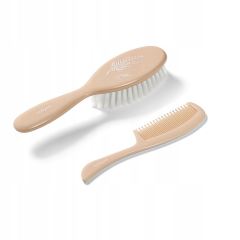 Kartáček na vlasy pro miminka + hřebínek – ultra jemný, antistatický - béžový