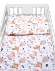 Baby Nellys 3-dílná sada Mantinel s povlečením - Pohádková zvířátka - bílá (1)