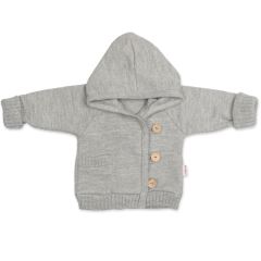 Rostoucí pletený svetřík s kapucí, zapínání knoflíčky - šedý (4) Rostoucí pletený svetřík s kapucí, zapínání knoflíčky - šedý (4)