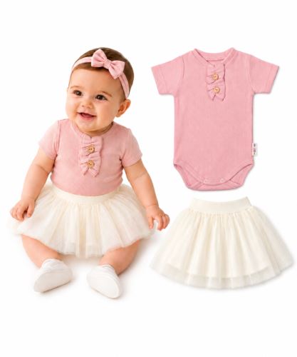 2D sada - body kr. rukáv Boho + tutu suknička cream