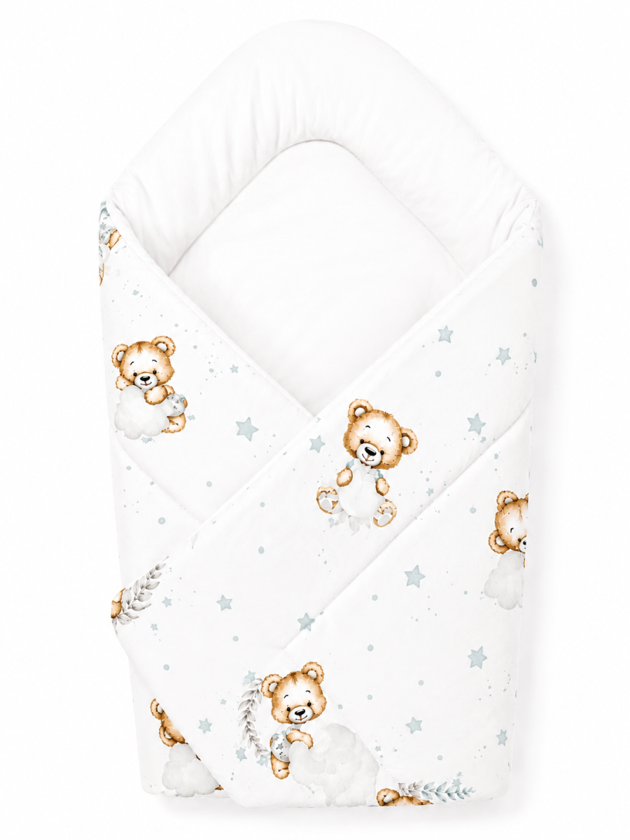 Baby Nellys Zavinovačka pro miminko Klasik Sleep Teddy, bílá