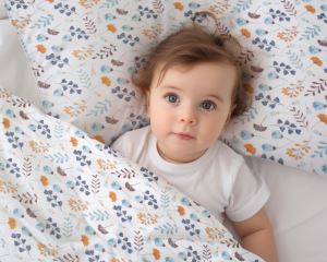 Povlečení do postýlky, 2D sada flanel - Louka, Baby Nellys, modrá/bílá (2)