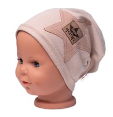 Dětská čepice bavlna, Baby Star, Baby Nellys, béžová Dětská čepice bavlna, Baby Star, Baby Nellys, béžová