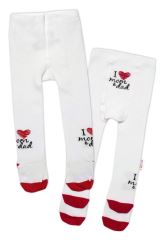 Baby Nellys Bavlněné punčocháče I love mom & dad - červené (4)