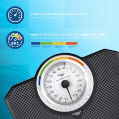 Klasická mechanická analogová koupelnová váha s BMI do 180 kg černá (4)