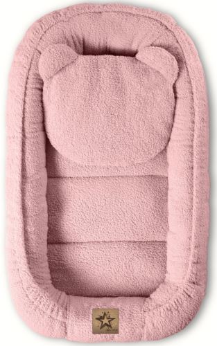 Oboustranné hnízdečko s polštářkem Teddy Boucle - pudrově růžová