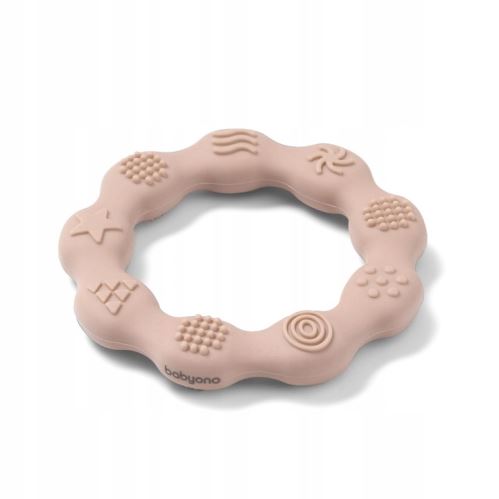 Silikonové kousátko RING – prořezávání zoubků, BPA FREE, senzorické, béžové