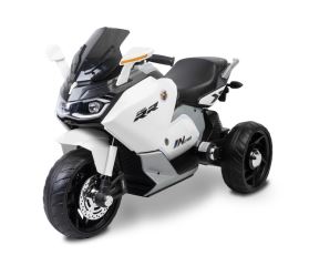 Elektrická tříkolová motorka pro děti TOYZ – 2 motory, LED, USB, bílá