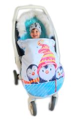 Fusak Baby Nellys Winter Friends Lux velvet s kožešinkou, 105x55 cm - kamarádi/tyrkys (2)