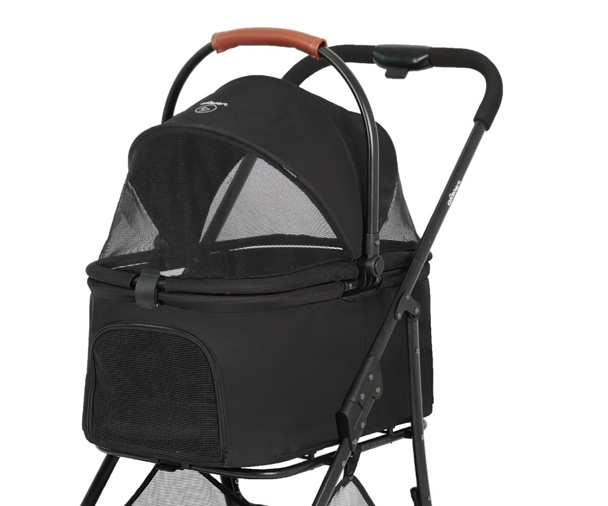 Qppet Bobbie Pet Stroller – kočárek pro psy a kočky černý, do 15 kg, skládací