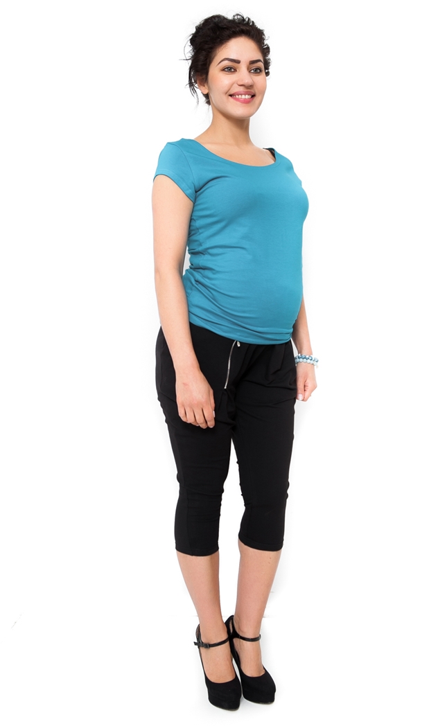 Be MaaMaa Těhotenské teplákové kalhoty Tonya  3/4  - černé, vel. S