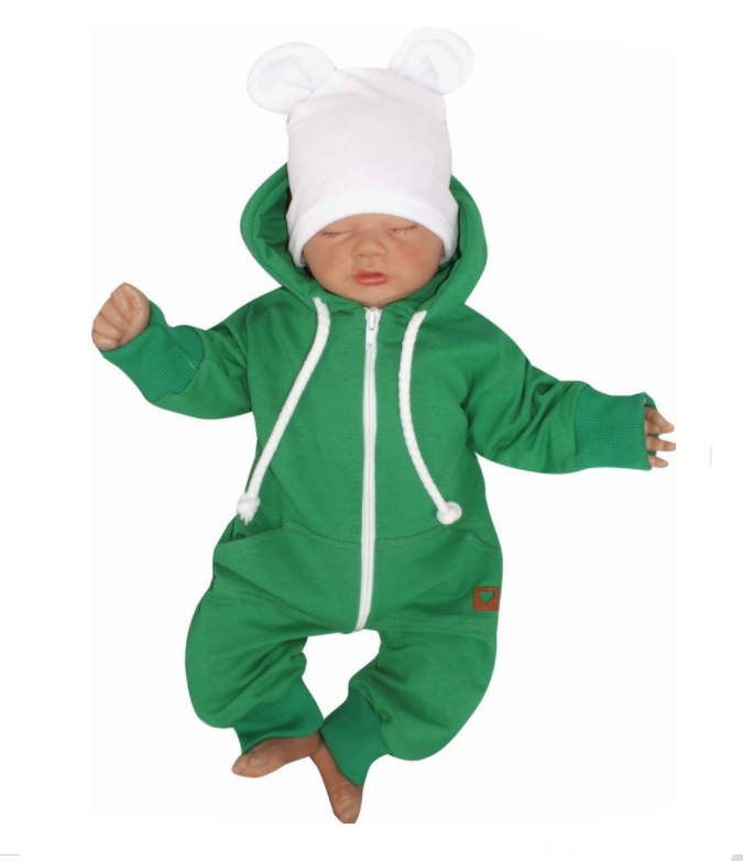 Z&Z Dětský teplákový overálek s kapucí, zelený, vel. 74