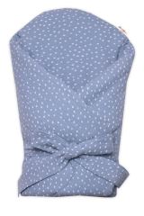 Mušelinová zavinovačka s výztuží na zavazování DOTS, Baby Nellys 75x75cm, jeans (3)