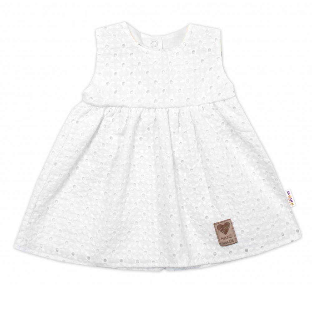 Baby Nellys Lehké Handmade šatičky Madeira, bílé, vel. 86