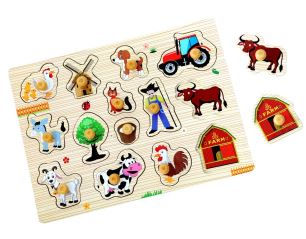 Dřevěné puzzle Farma 14 dílků