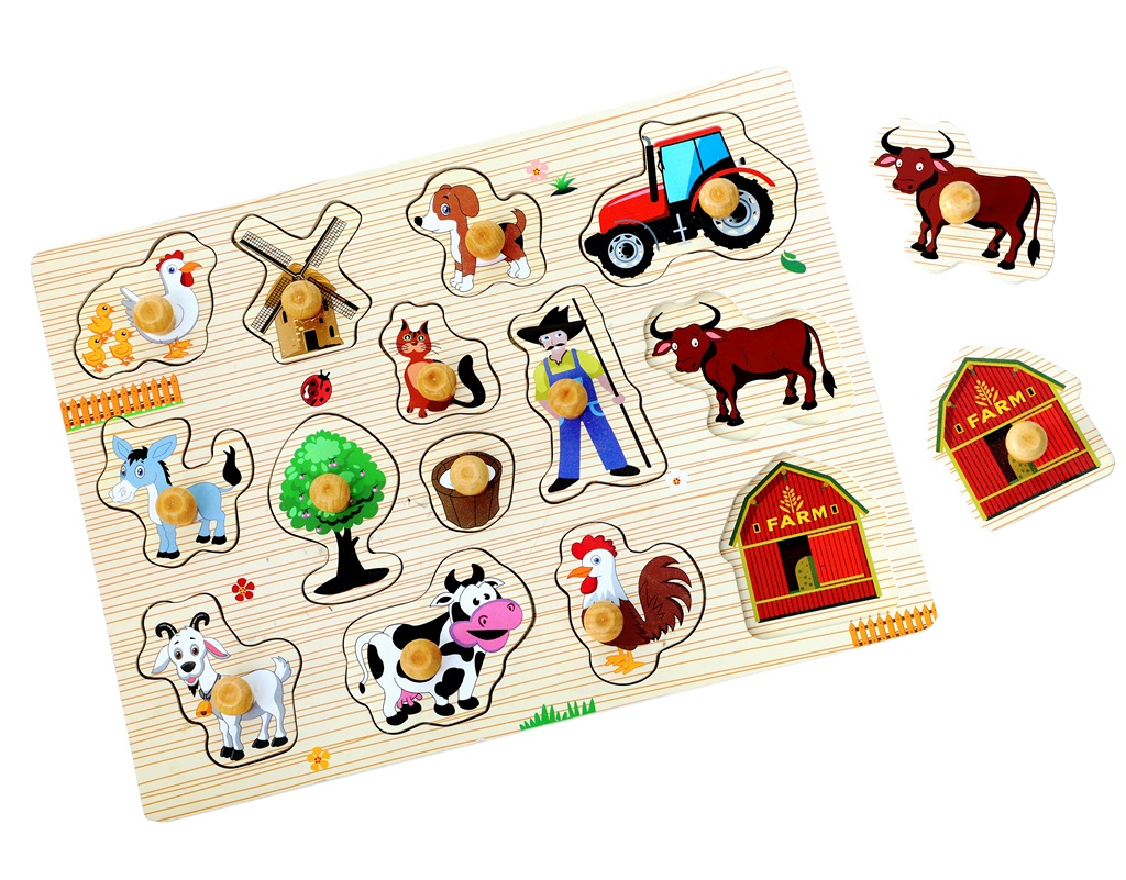 Dřevěné puzzle Farma 14 dílků