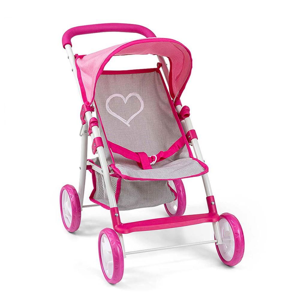 Kočárek pro panenky Natalie – růžový, šedý