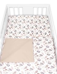 Povlečení do postýlky, 2D sada bavlna - Louka, Baby Nellys, béžová/hnědá