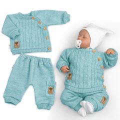 Rostoucí pletený svetřík a kalhoty s kapsou Hand Made 2D, Nature, mátová