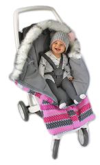 Fusak nejen do autosedačky Baby Nellys ® Eskymo s kožíškem, medvědi v mátě/modrý (4)
