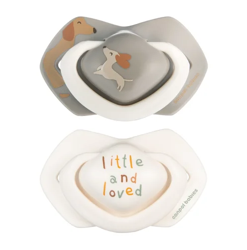 Dudlík Light Touch 0–6 m silikonový symetrický 2 ks DOGS – ortodontický, BPA free