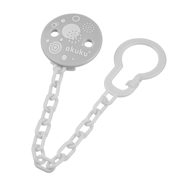 Řetízek na dudlík s klipem – praktická závěska pro miminka - šedý