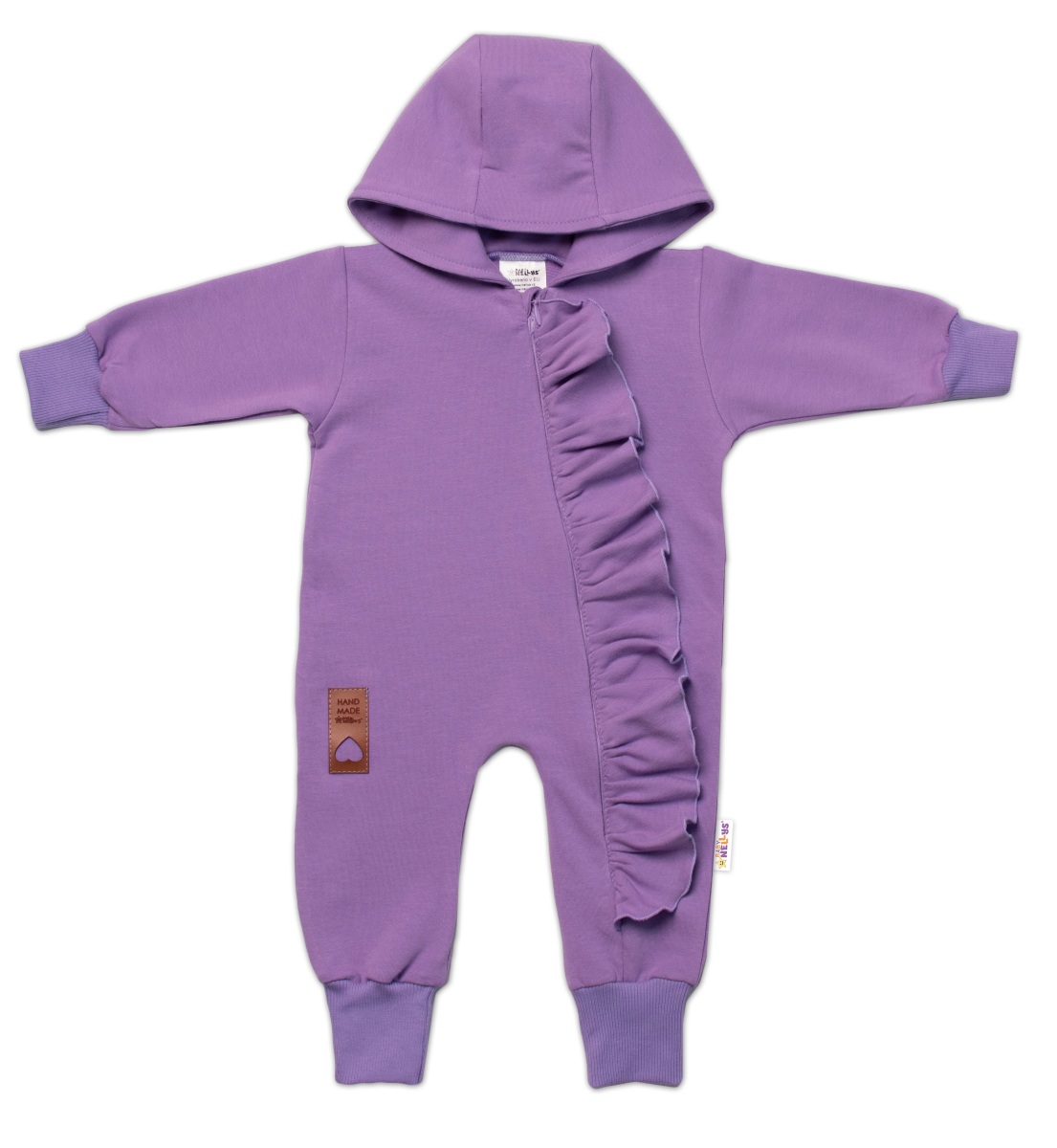 Teplákový overal s volánkem a kapucí GIRL, Baby Nellys, fialový, vel. 68
