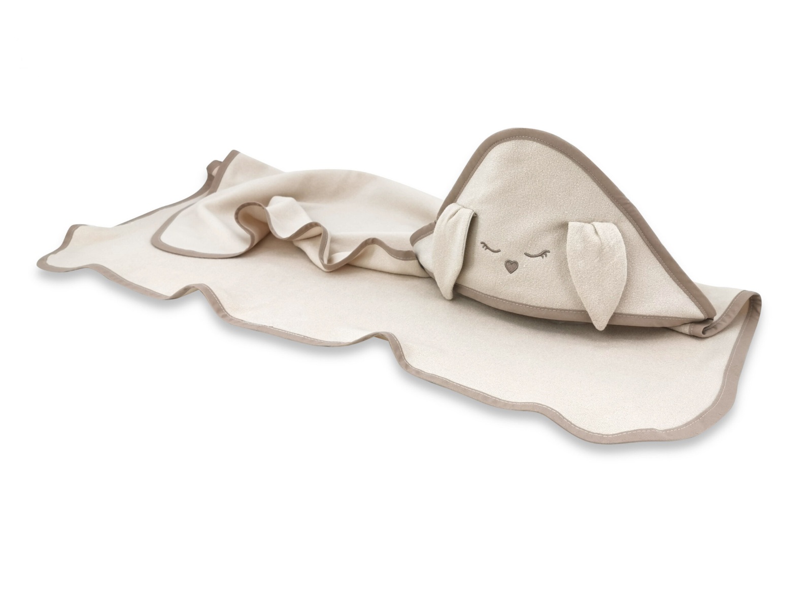 Bambusová osuška s kapucí Králíček, 100x100 cm, béžová