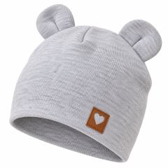 Z&Z, Dvojitá bavlněná čepička s oušky, elastická, šedá Z&Z, Dvojitá bavlněná čepička s oušky, elastická, šedá