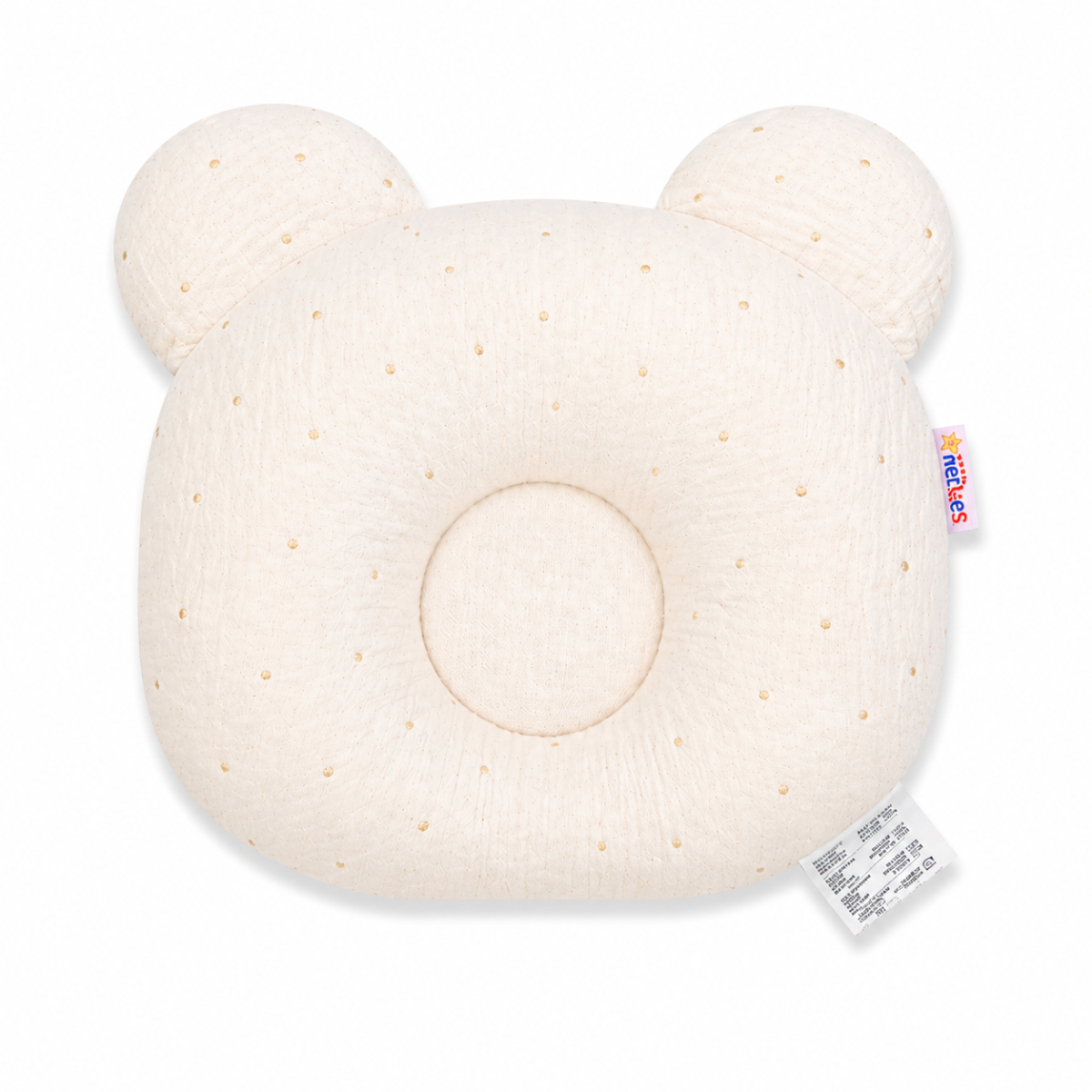 Mušelínový tvarovaný polštářek Zlaté tečky, béžová