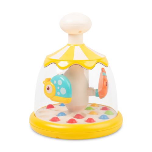 Toyz Edukační hračka Káča se zvířátky – žlutá, kolotoč, 6m+