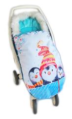 Fusak Baby Nellys Winter Friends Lux velvet s kožešinkou, 105x55 cm - kamarádi/tyrkys (1)