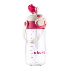 Dětská láhev na pití se slámkou, bidon 480 ml pink – do školy, na sport i výlety (2)